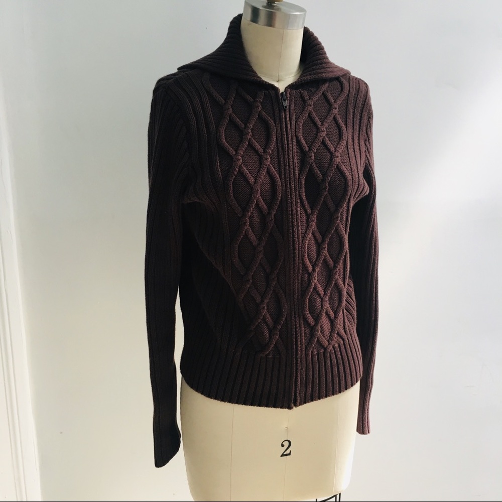 Ann Taylor Brown Cable Knit Sweater
